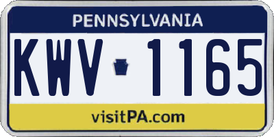 PA license plate KWV1165