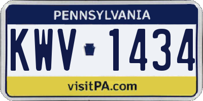 PA license plate KWV1434