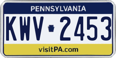 PA license plate KWV2453