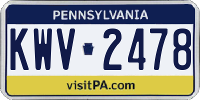 PA license plate KWV2478