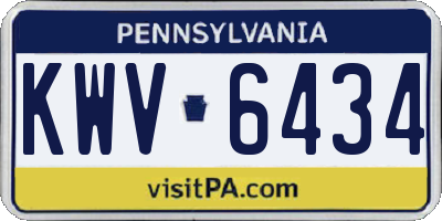 PA license plate KWV6434