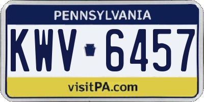 PA license plate KWV6457