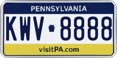 PA license plate KWV8888