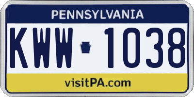 PA license plate KWW1038