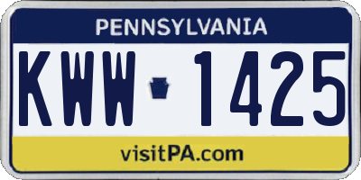 PA license plate KWW1425