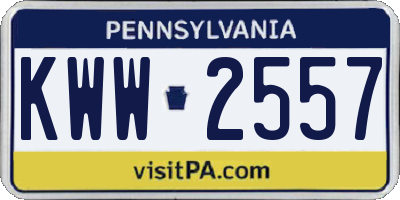 PA license plate KWW2557