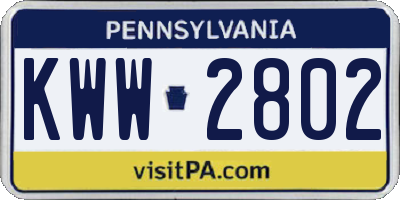 PA license plate KWW2802