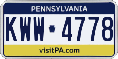 PA license plate KWW4778