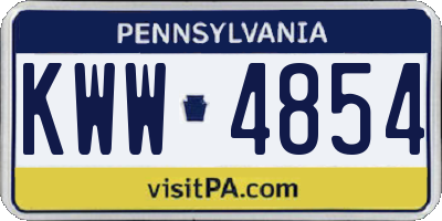 PA license plate KWW4854