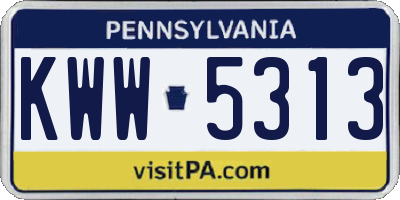 PA license plate KWW5313