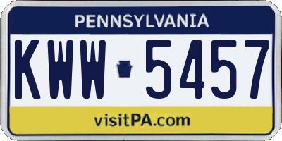 PA license plate KWW5457