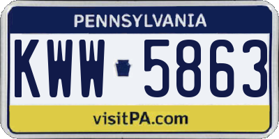PA license plate KWW5863