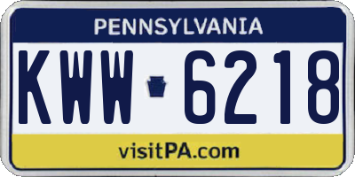 PA license plate KWW6218