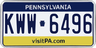 PA license plate KWW6496