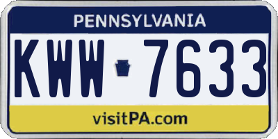 PA license plate KWW7633