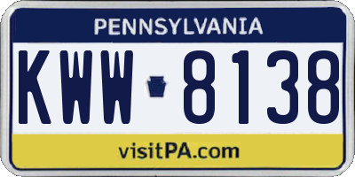 PA license plate KWW8138