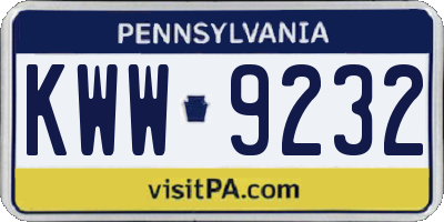 PA license plate KWW9232
