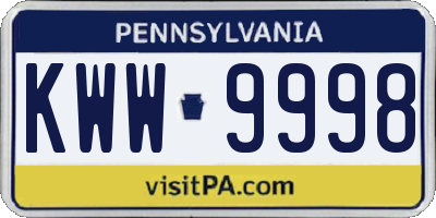 PA license plate KWW9998