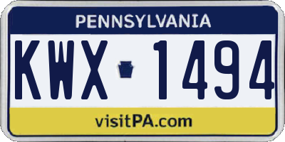 PA license plate KWX1494