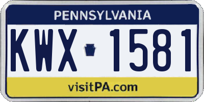 PA license plate KWX1581