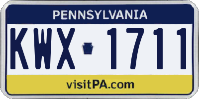 PA license plate KWX1711