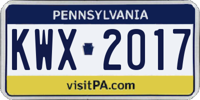 PA license plate KWX2017