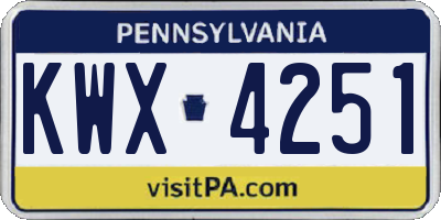 PA license plate KWX4251
