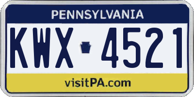 PA license plate KWX4521