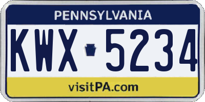 PA license plate KWX5234