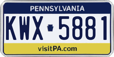 PA license plate KWX5881