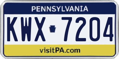 PA license plate KWX7204