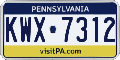 PA license plate KWX7312