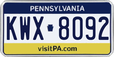 PA license plate KWX8092