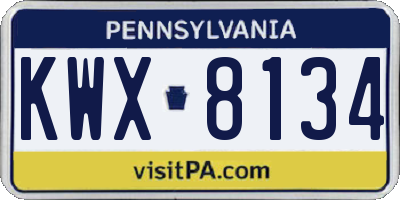 PA license plate KWX8134