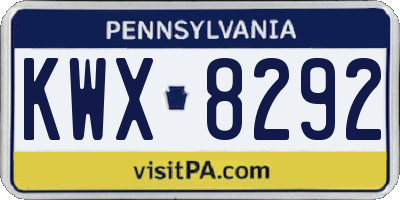 PA license plate KWX8292