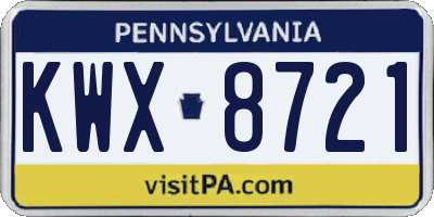 PA license plate KWX8721