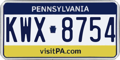 PA license plate KWX8754