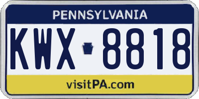 PA license plate KWX8818