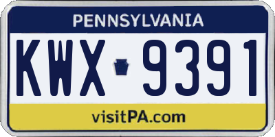 PA license plate KWX9391