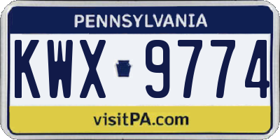 PA license plate KWX9774