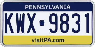 PA license plate KWX9831