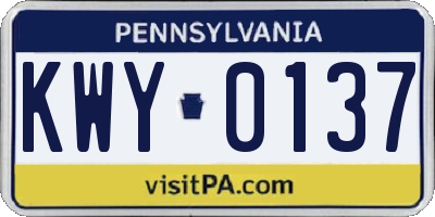 PA license plate KWY0137