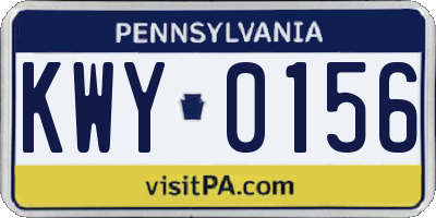 PA license plate KWY0156