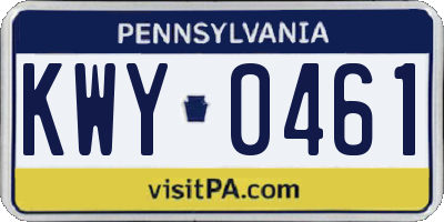 PA license plate KWY0461