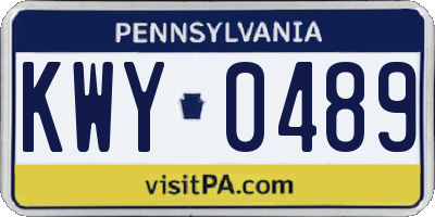PA license plate KWY0489