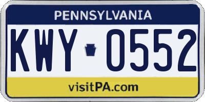PA license plate KWY0552