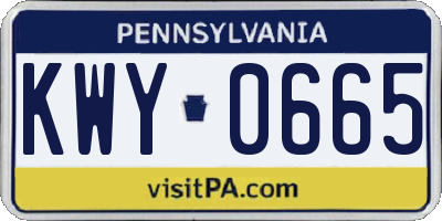 PA license plate KWY0665