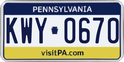 PA license plate KWY0670