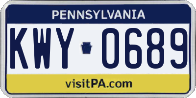 PA license plate KWY0689