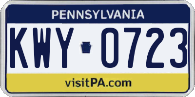 PA license plate KWY0723